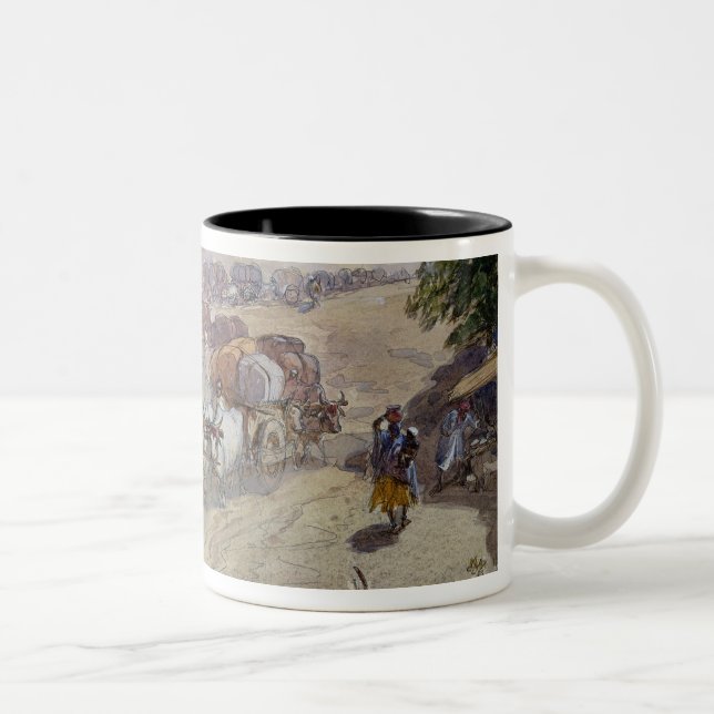 Cotton Transport, India, 1862 (w/c over pencil hei Two-Tone Coffee Mug (Right)