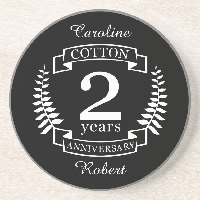 Cotton wedding anniversary 2 years married coaster (Front)