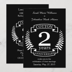 Cotton wedding anniversary 2 years married invitation