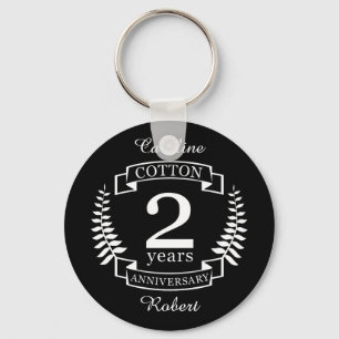 Cotton wedding anniversary 2 years married key ring