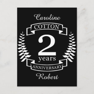 Cotton wedding anniversary 2 years married postcard