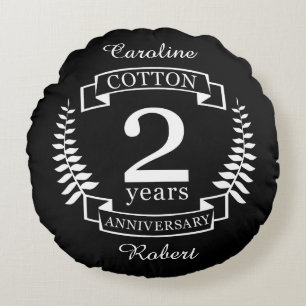 Cotton wedding anniversary 2 years married round cushion