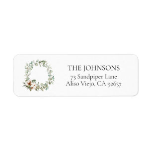 Cotton Winter Greenery Wreath Return Address Label
