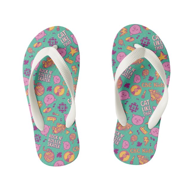 Cottonball Pattern Kid's Flip Flops (Footbed)