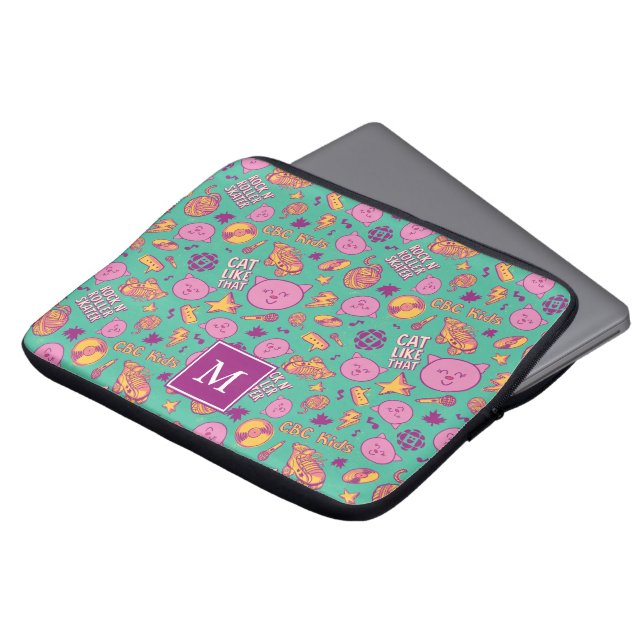 Cottonball Pattern Monogram Laptop Sleeve (Front Top)