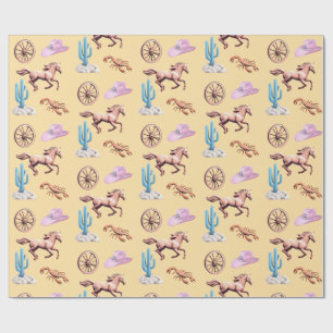Cottoncandy Western Theme Cowgirl Party Art Wrapping Paper