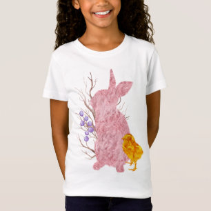 Cottontail Bunny Pink Chick Easter Spring Girl's T-Shirt
