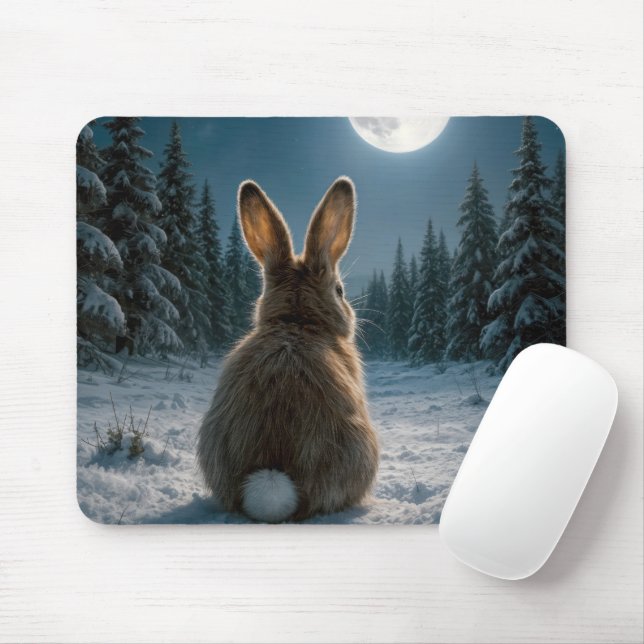 Cottontail Rabbit In Moonlight Mouse Mat (With Mouse)