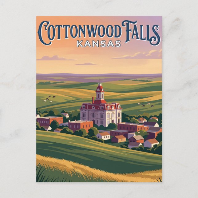 Cottonwood Falls Kansas Postcard (Front)