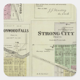 Cottonwood Falls, Strong City, Safford, Kansas Square Sticker
