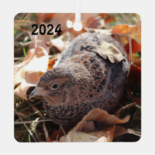 Coturnix Quail in the leaves Metal Tree Decoration