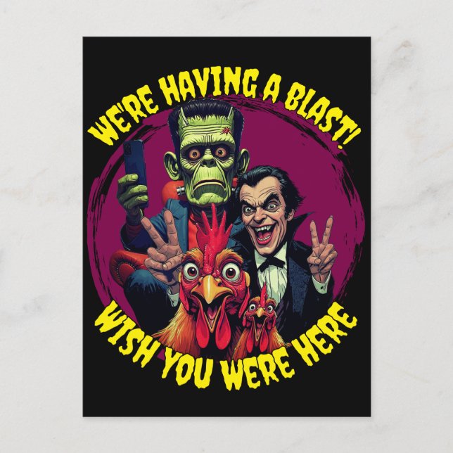  "Couch Cryptid Selfie" Cheesy Chicken Postcard (Front)