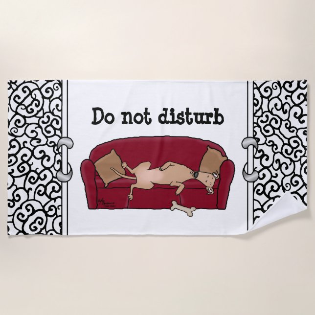 Couch Greyhound (fawn) Dog Lazy Sleeping Funny Beach Towel (Front)