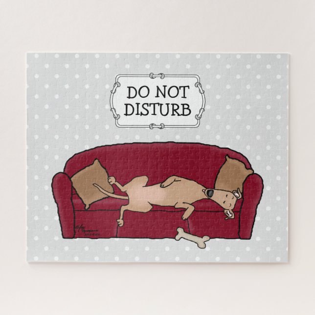 Couch Greyhound (fawn) Dog Lazy Sleeping Funny Jigsaw Puzzle (Horizontal)