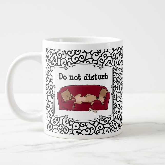 Couch Greyhound (fawn) Dog Lazy Sleeping Funny Large Coffee Mug (Left)