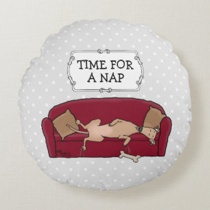 Couch Greyhound (fawn) Dog Lazy Sleeping Funny Round Cushion