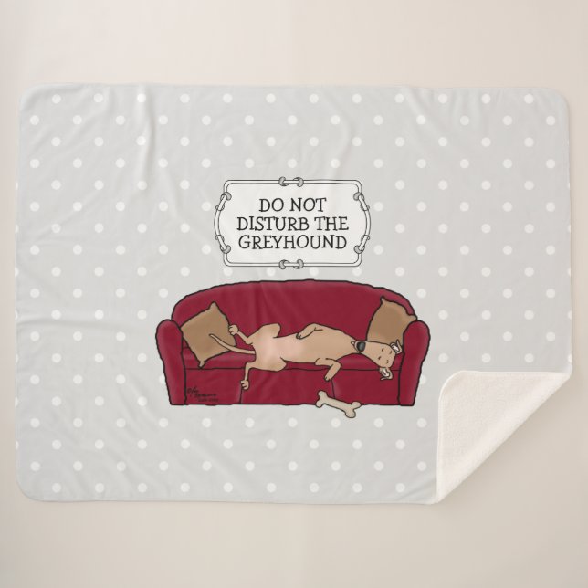 Couch Greyhound (fawn) Dog Lazy Sleeping Funny Sherpa Blanket (Front (Horizontal))