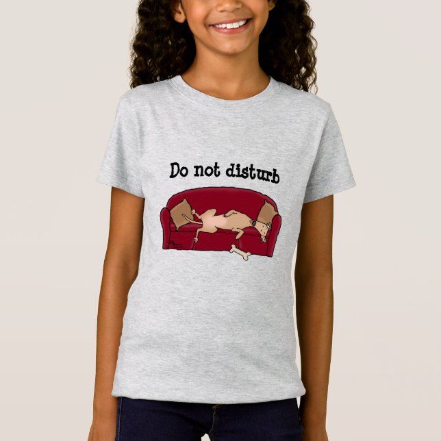 Couch Greyhound (fawn) Dog Lazy Sleeping Funny T-Shirt (Front)