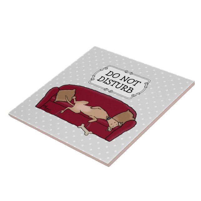 Couch Greyhound (fawn) Dog Lazy Sleeping Funny Tile (Side)