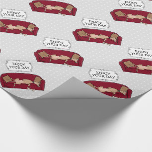 Couch Greyhound (fawn) Dog Lazy Sleeping Funny Wrapping Paper