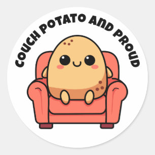 Couch Potato And Proud Classic Round Sticker