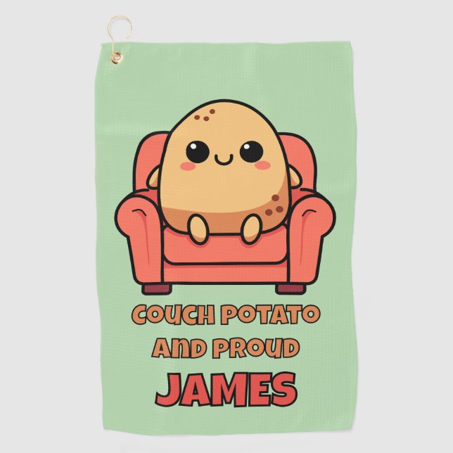 Couch Potato And Proud Golf Towel (Front)