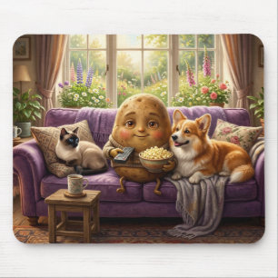 Couch Potato Corgi and Cat Mouse Mat