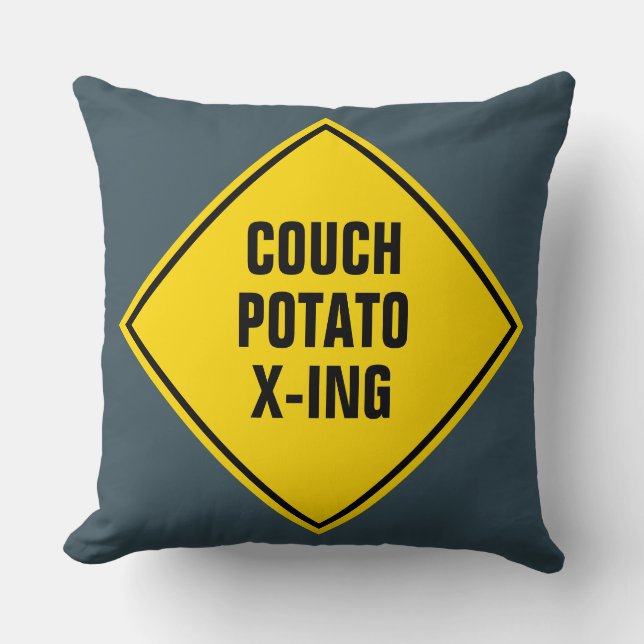 Couch Potato Crossing Sign Cushion (Front)