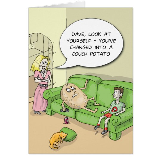 Couch Potato Funny Greeting Card Zazzle.co.uk