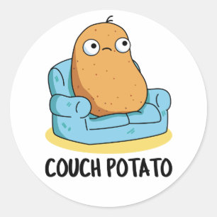 Couch Potato Funny Potato Pun Classic Round Sticker