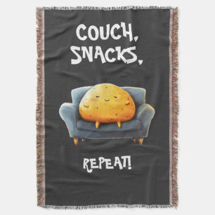 Couch Potato Funny Throw Blanket
