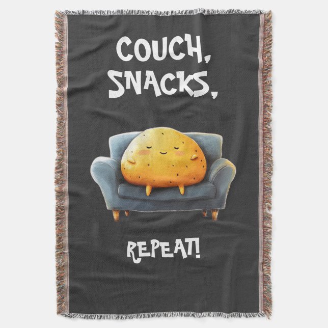 Couch Potato Funny Throw Blanket (Front Vertical)