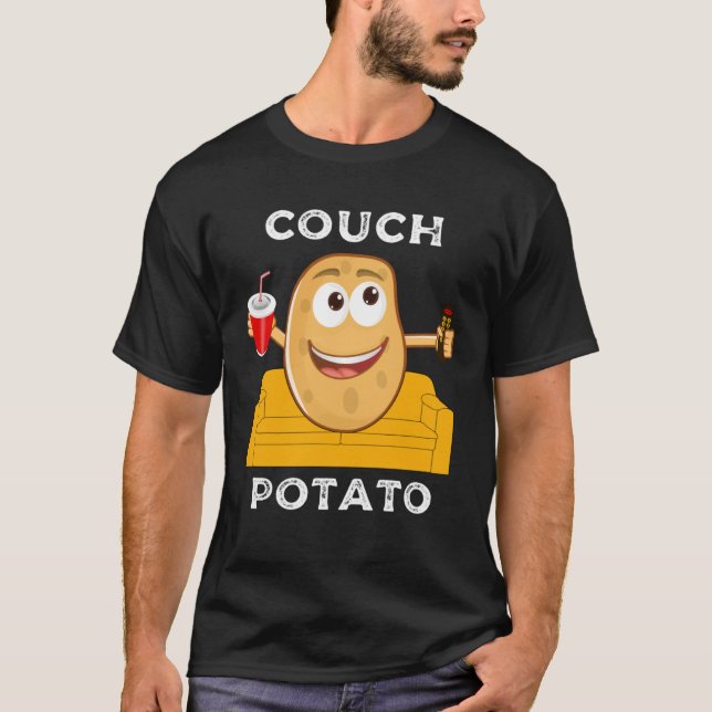 Couch Potato  Lazy People Lounging Watching TV Hum T-Shirt (Front)