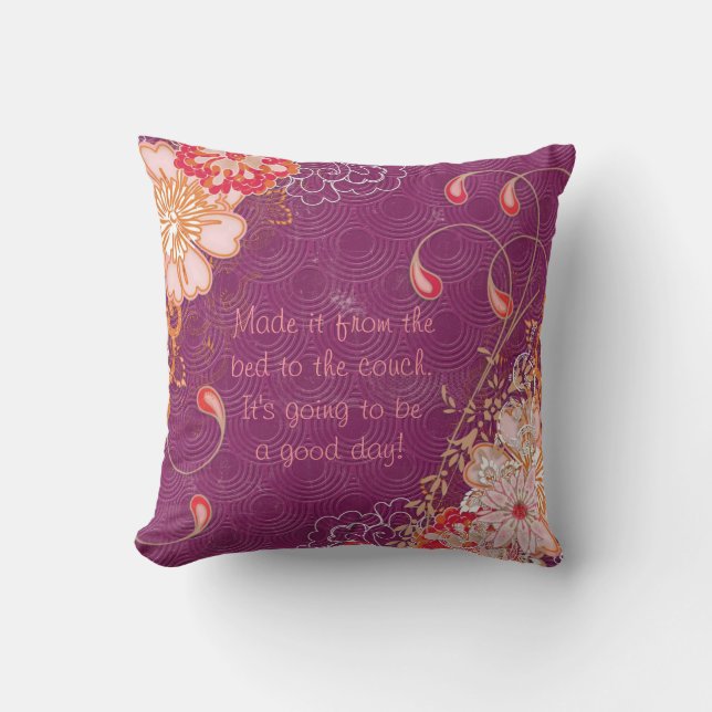 Couch Purple Flowers Square Throw Pillow (Front)