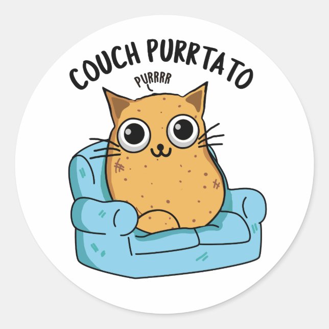 Couch Purrtato Funny Potato Pun  Classic Round Sticker (Front)