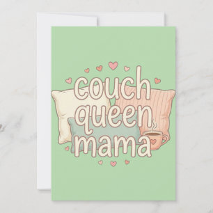 Couch Queen Mama Cute Cozy Mom Aesthetic Design Invitation