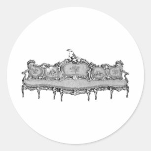 couch sofa line art classic round sticker