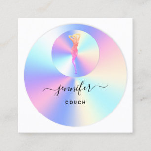 Couch Therapist Photo Holograph QR Logo Body Square Business Card