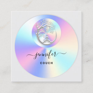 Couch Therapist Photo Holograph QR Logo Yoga Square Business Card