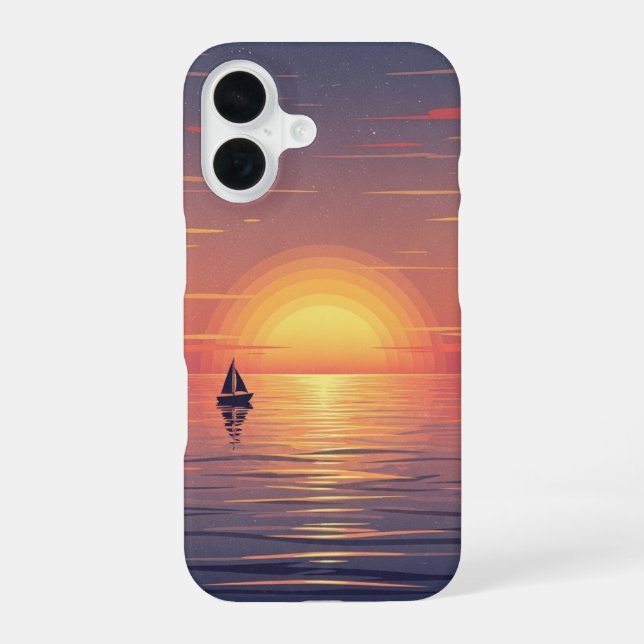 Coucher de Soleil Rétro sur l'Océan iPhone 16 Case (Back)