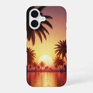 Coucher de Soleil Tropical Vintage iPhone 16 Case