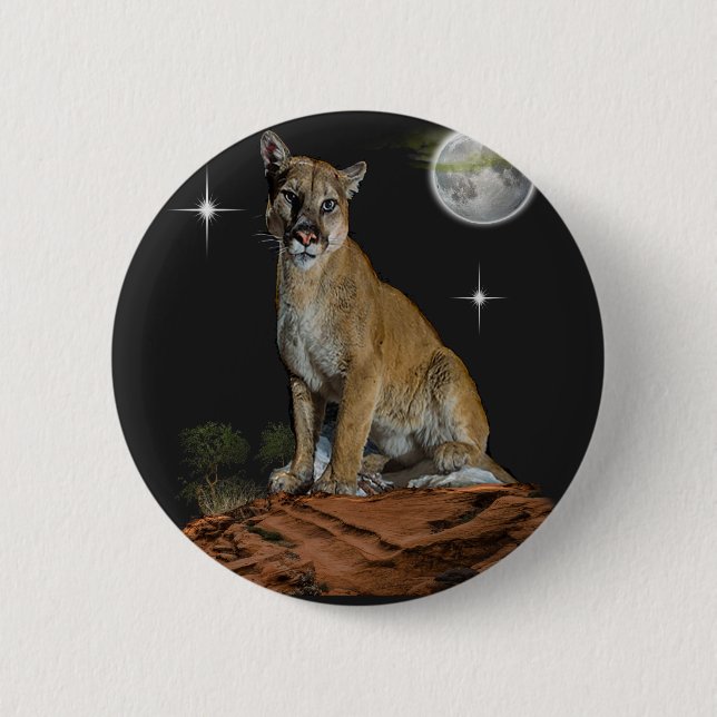 Cougar 6 Cm Round Badge (Front)