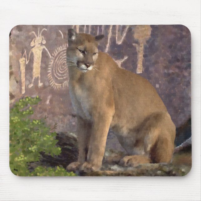 Cougar and Pictographs Mouse Mat (Front)