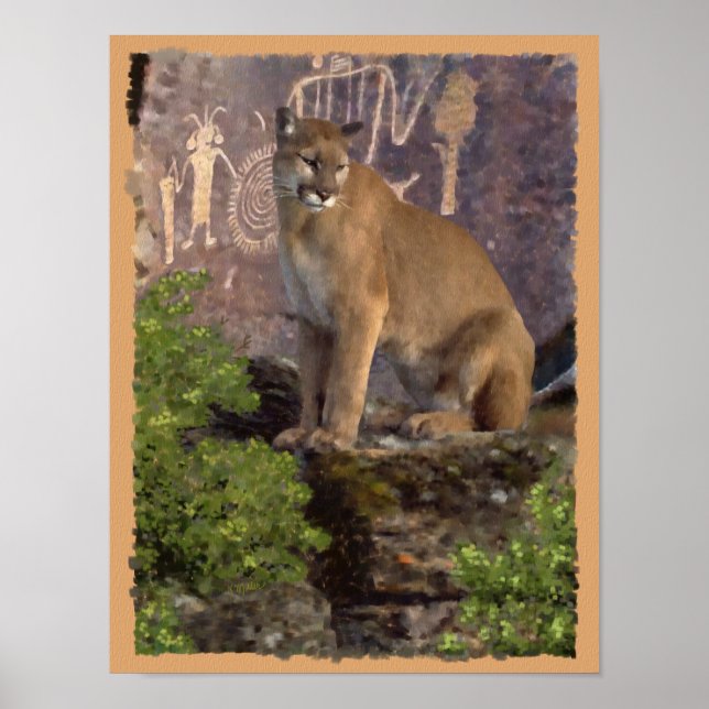 Cougar and Pictographs Poster (Front)