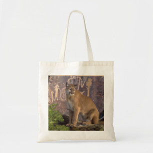 Cougar and Pictographs Tote Bag