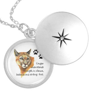 Cougar Animal Totems, Encouragment and Inspiration Locket Necklace