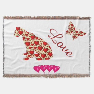 Cougar Cat Love Hearts Balloons Wedding Shower Art Throw Blanket