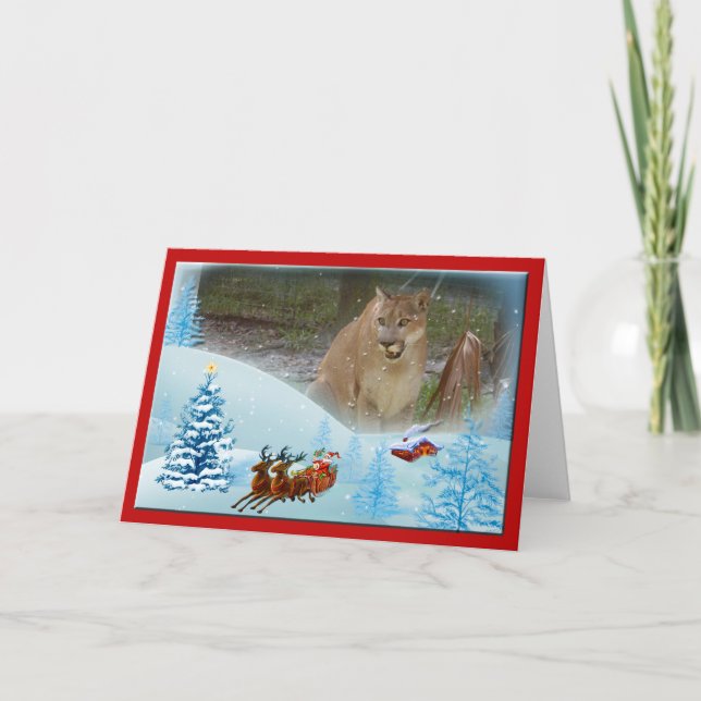 Cougar Christmas Greeting Card (Front)