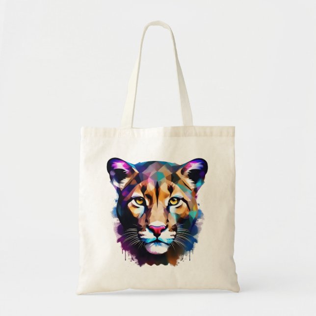 Cougar Color Splash Abstract Art, Tote Bag (Front)