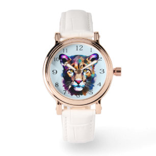 Cougar Colour Splash Abstract Art, Watch